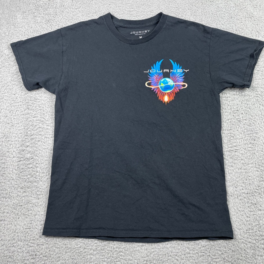 Journey Band Graphic T-Shirt Mens Medium‎ Black Short Sleeve Winged Globe Logo